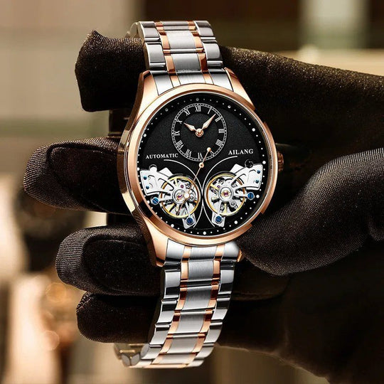 Mechanical Watch with Dual Tourbillon and Luminous Display