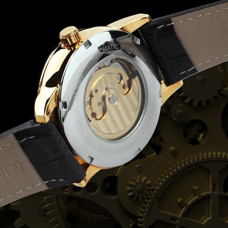 Automatic Skeleton Watch with Moonphase Dial