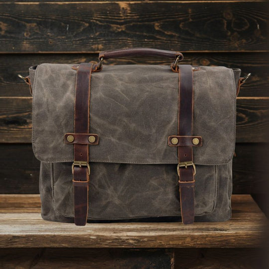 Canvas and Leather Messenger Bag | BRUGES