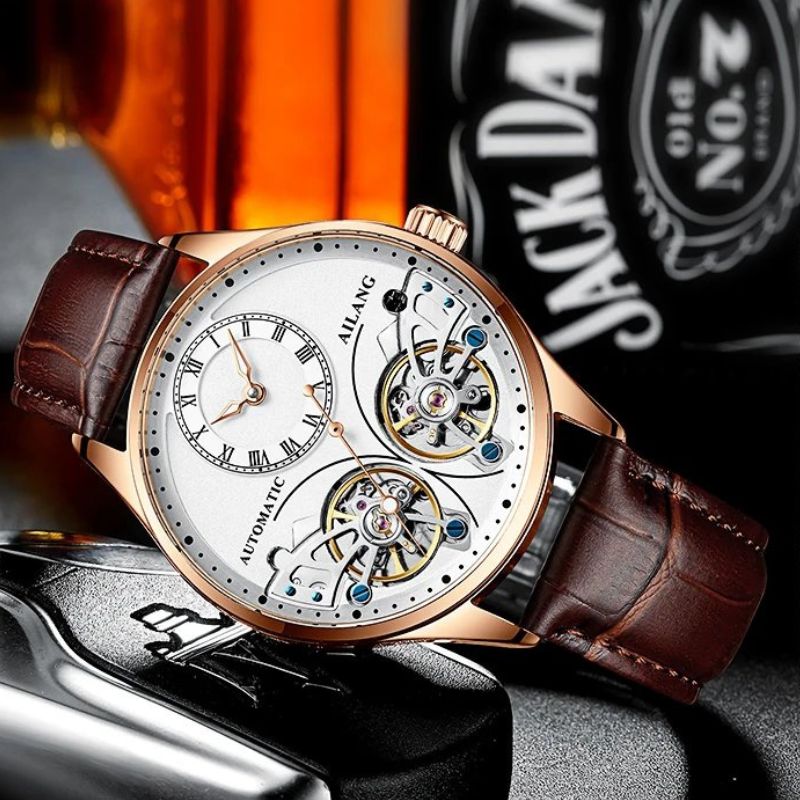 Mechanical Watch with Dual Tourbillon and Luminous Display