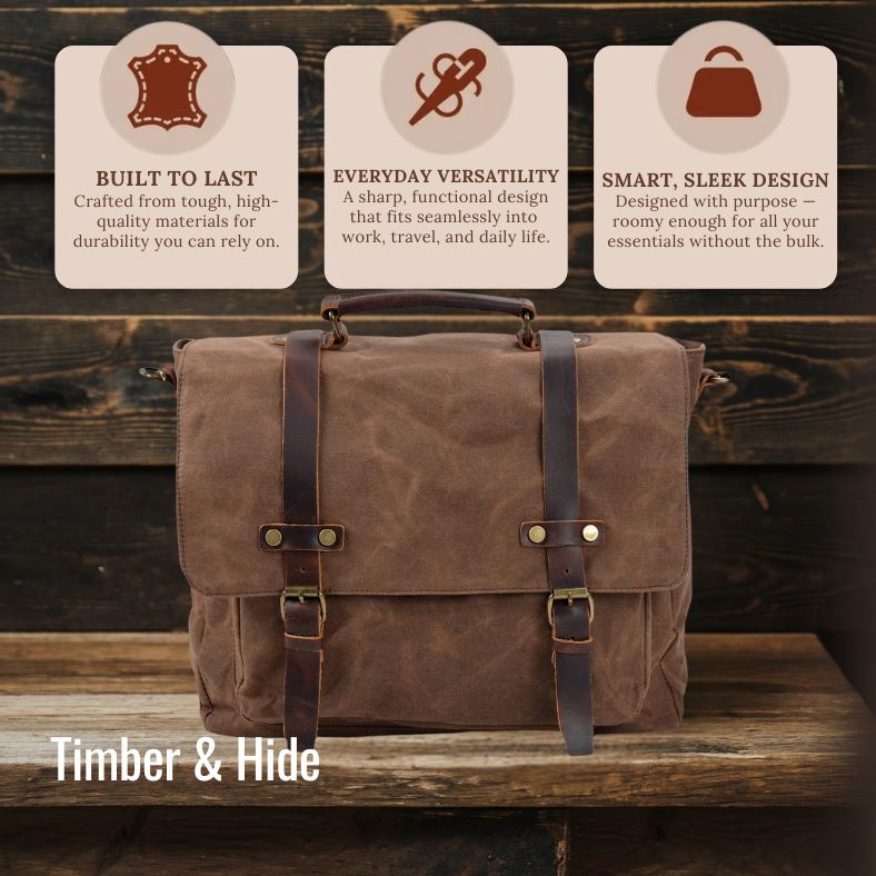 Canvas and Leather Messenger Bag | BRUGES