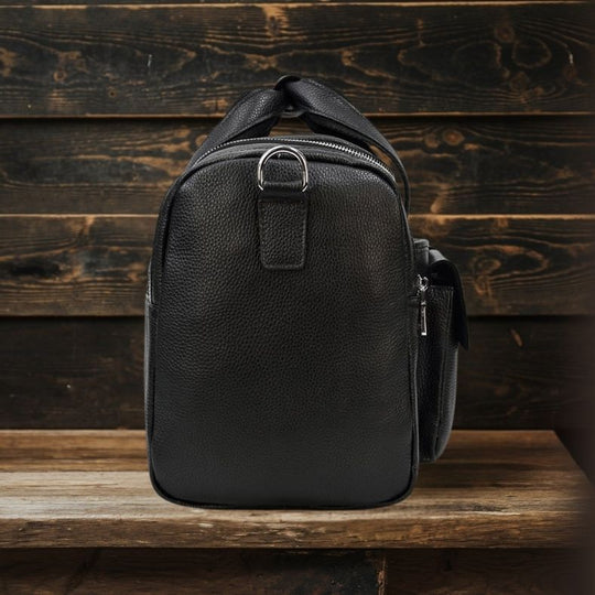 Black Leather Duffle Bag | CHARLEROI