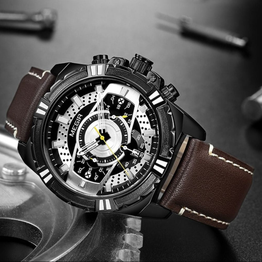 Luxury Quartz Chronograph Military Sport Leather Watch