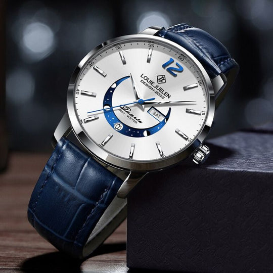 Elegant Moonphase Watch with Luminous Weekday Calendar